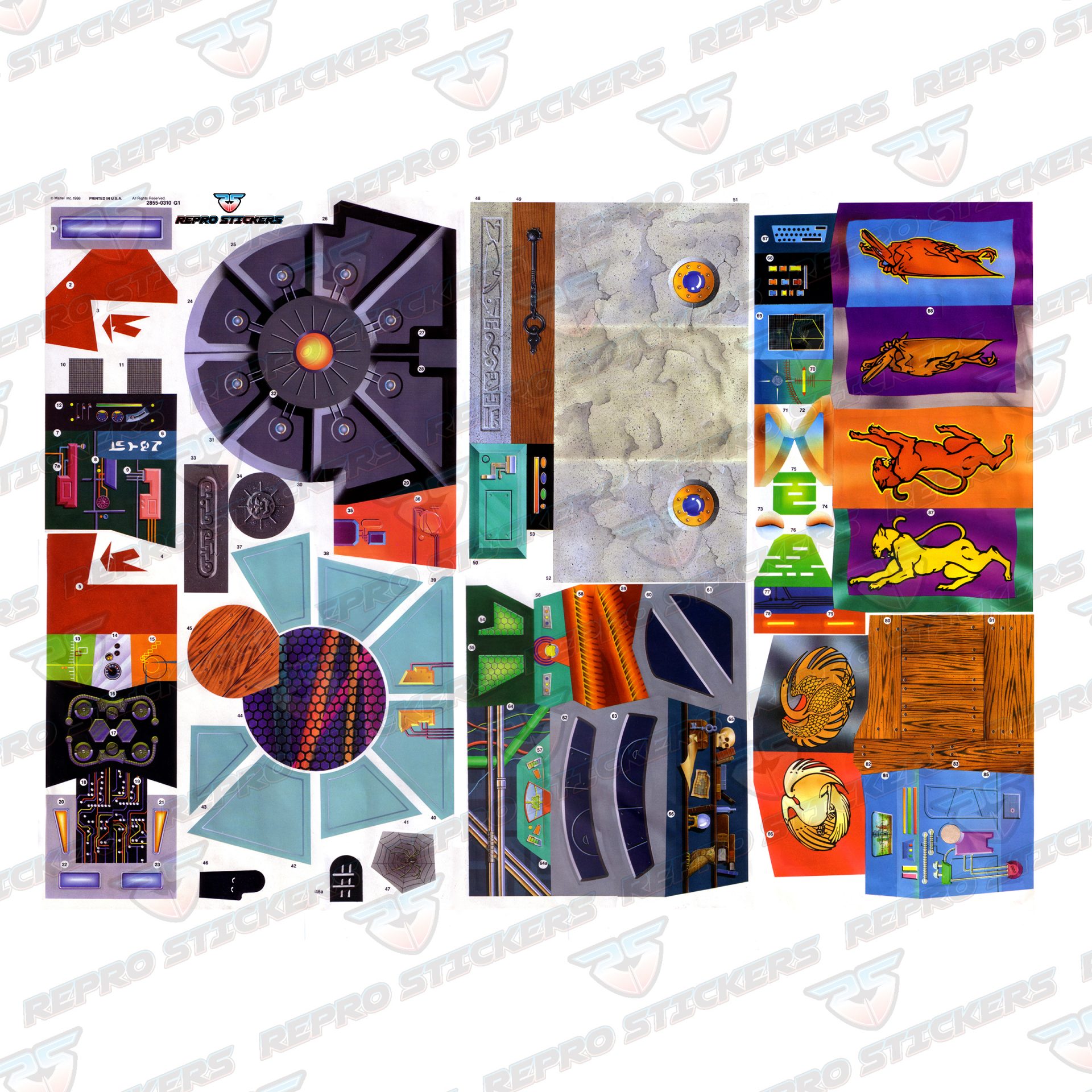 Vintage Eternia Playset Restoration Set Reprostickers